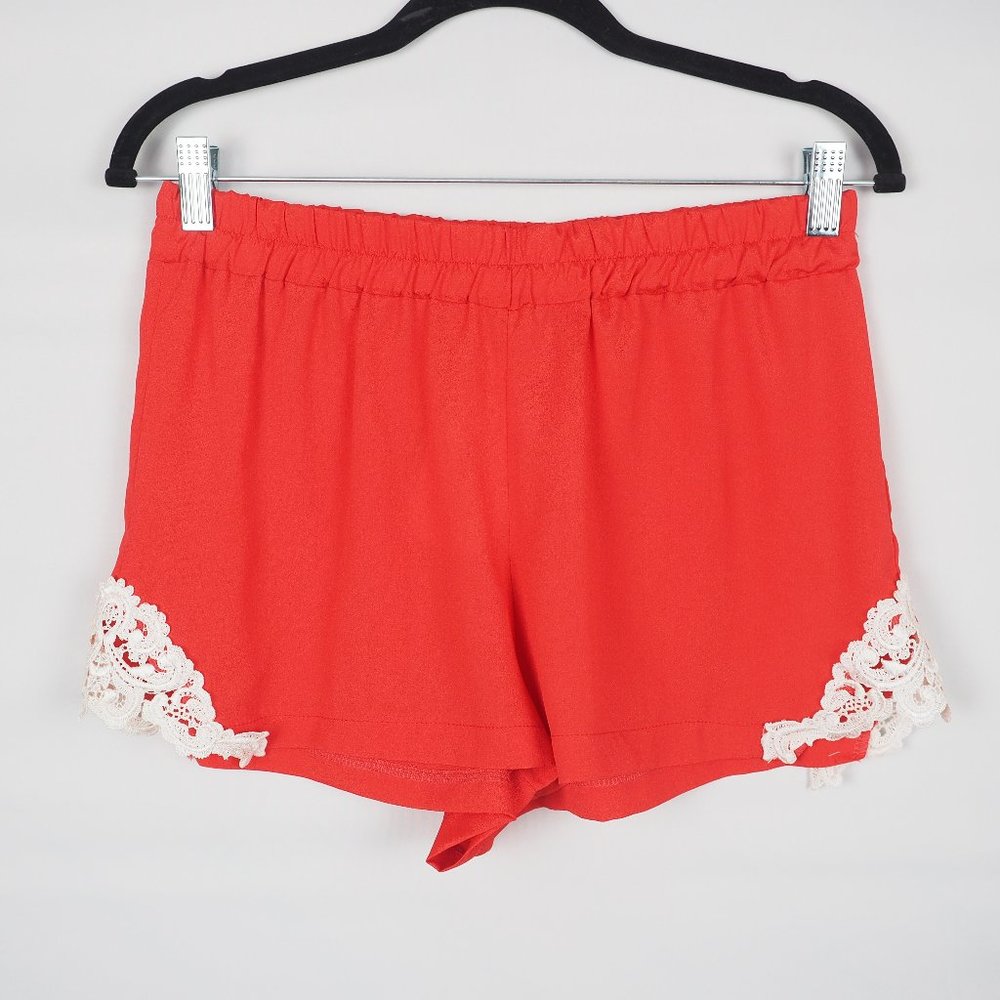 I Love S&S Inc. Flowy Shorts Orange Lace Detail L
